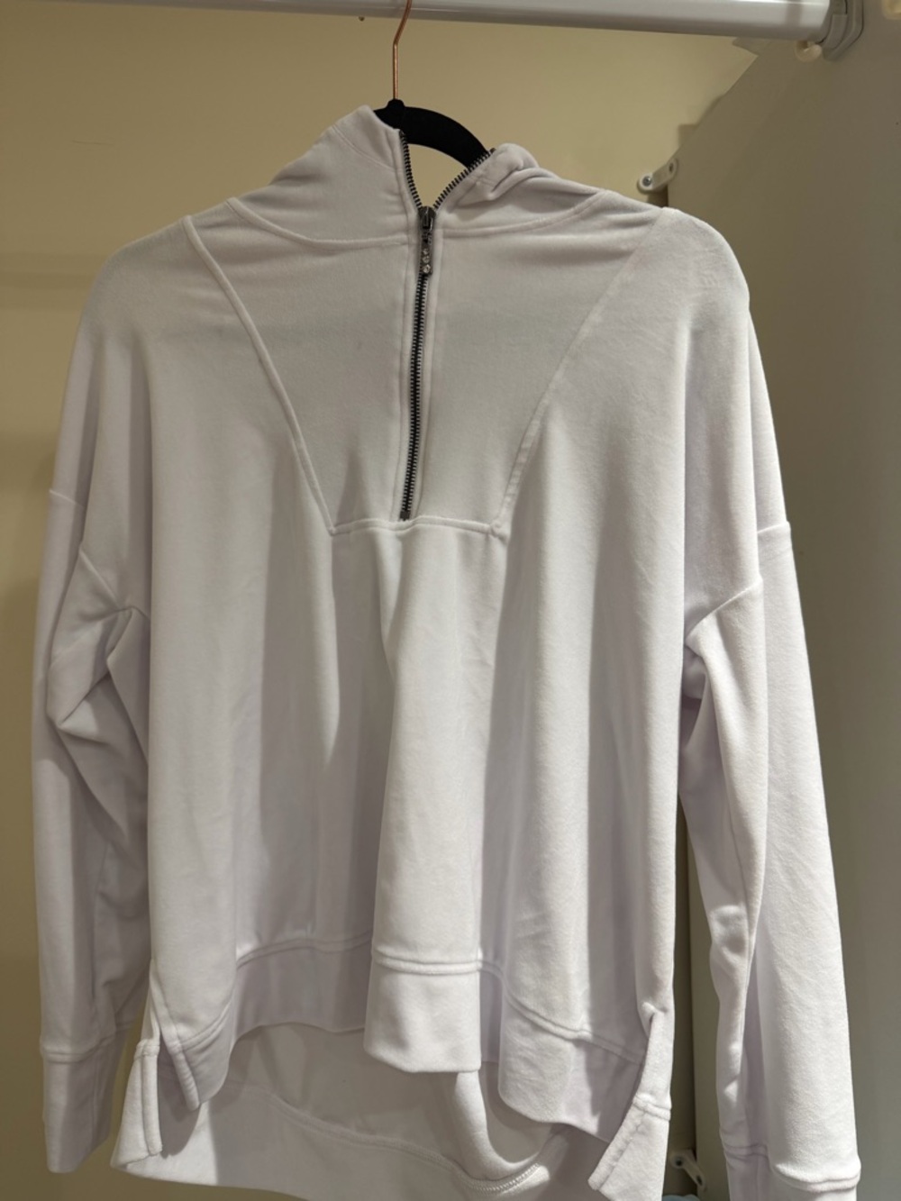 Womens White Half-Zip Hoodie Sweater